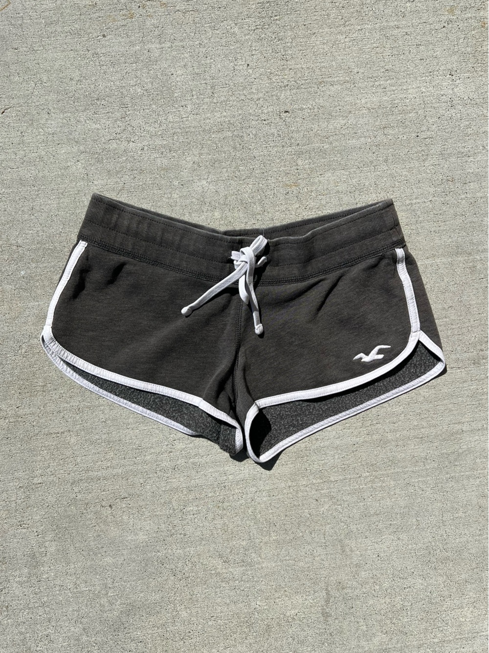 Women Hollister Black Micro Drawstring Shorts with White Trim